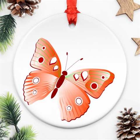 Red Butterfly Ornament (Round) from ArtsNow.com Front