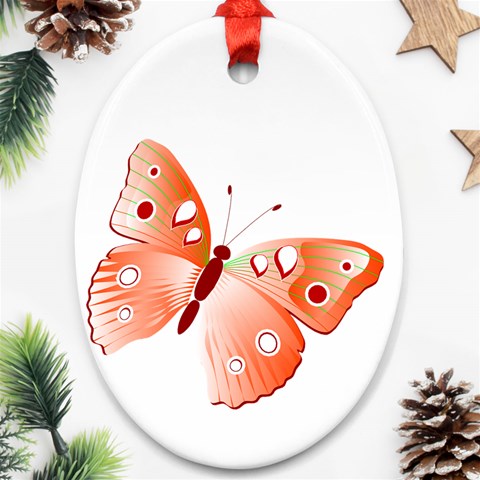 Red Butterfly Ornament (Oval) from ArtsNow.com Front