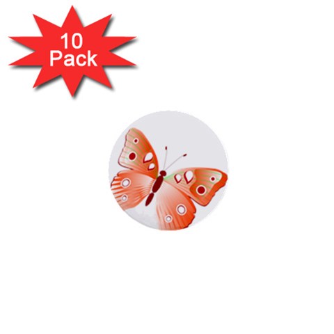 Red Butterfly 1  Mini Button (10 pack)  from ArtsNow.com Front