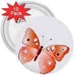 Red Butterfly 3  Button (10 pack)