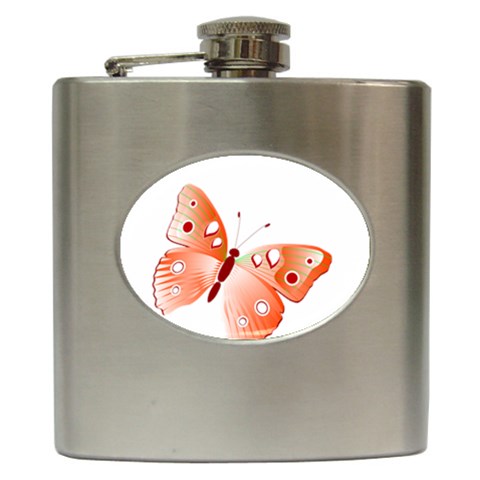 Red Butterfly Hip Flask (6 oz) from ArtsNow.com Front