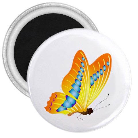 Yellow and Blue Butterfly 3  Magnet from ArtsNow.com Front