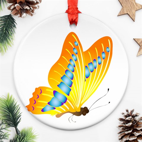 Yellow and Blue Butterfly Ornament (Round) from ArtsNow.com Front