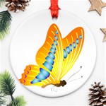 Yellow and Blue Butterfly Ornament (Round)