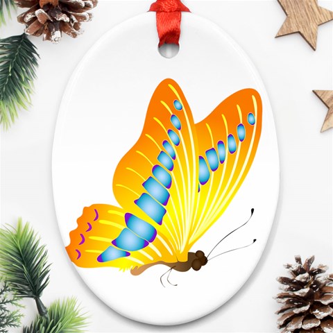 Yellow and Blue Butterfly Ornament (Oval) from ArtsNow.com Front