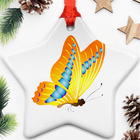 Yellow and Blue Butterfly Ornament (Star) from ArtsNow.com Front