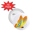 Yellow and Blue Butterfly 1.75  Button (10 pack) 