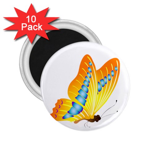 Yellow and Blue Butterfly 2.25  Magnet (10 pack) from ArtsNow.com Front