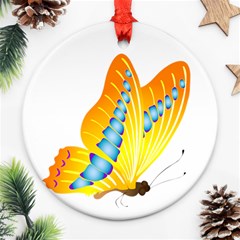 Yellow and Blue Butterfly Round Ornament (Two Sides) from ArtsNow.com Front