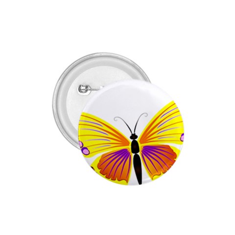 Yellow and Purple Butterfly 1.75  Button from ArtsNow.com Front