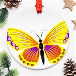 Yellow and Purple Butterfly Ornament (Round)