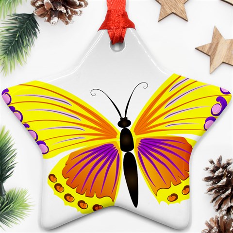 Yellow and Purple Butterfly Ornament (Star) from ArtsNow.com Front