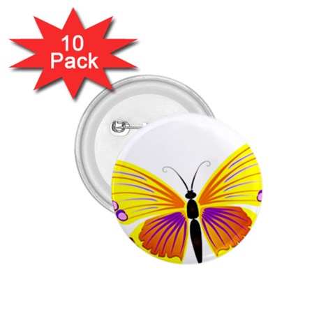 Yellow and Purple Butterfly 1.75  Button (10 pack)  from ArtsNow.com Front