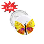 Yellow and Purple Butterfly 1.75  Button (10 pack) 