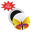 Yellow and Purple Butterfly 1.75  Magnet (10 pack) 