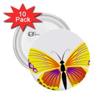 Yellow and Purple Butterfly 2.25  Button (10 pack)