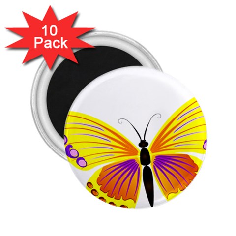 Yellow and Purple Butterfly 2.25  Magnet (10 pack) from ArtsNow.com Front