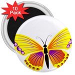 Yellow and Purple Butterfly 3  Magnet (10 pack)