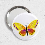 Yellow and Purple Butterfly 2.25  Handbag Mirror