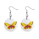 Yellow and Purple Butterfly 1  Button Earrings