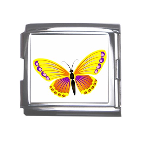 Yellow and Purple Butterfly Mega Link Italian Charm (18mm) from ArtsNow.com Front