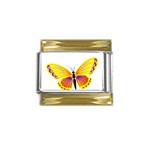 Yellow and Purple Butterfly Gold Trim Italian Charm (9mm)