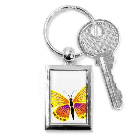 Yellow and Purple Butterfly Key Chain (Rectangle) from ArtsNow.com Front