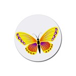 Yellow and Purple Butterfly Rubber Round Coaster (4 pack)