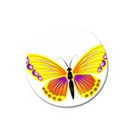 Yellow and Purple Butterfly Magnet 3  (Round)