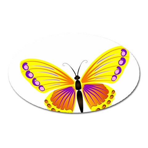 Yellow and Purple Butterfly Magnet (Oval) from ArtsNow.com Front