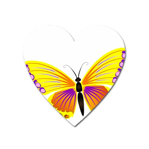 Yellow and Purple Butterfly Magnet (Heart) from ArtsNow.com Front