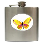 Yellow and Purple Butterfly Hip Flask (6 oz)