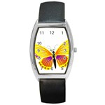 Yellow and Purple Butterfly Barrel Style Metal Watch