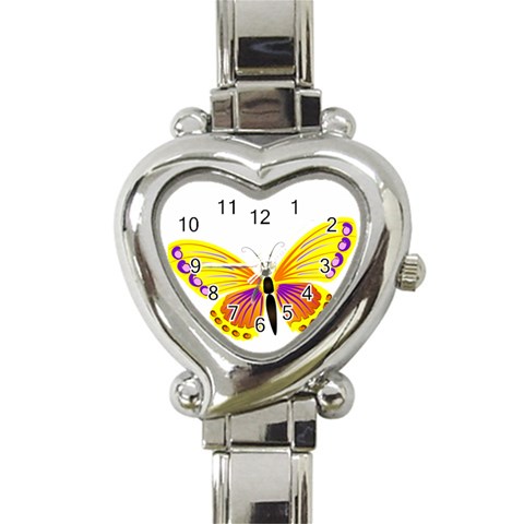 Yellow and Purple Butterfly Heart Italian Charm Watch from ArtsNow.com Front