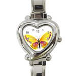 Yellow and Purple Butterfly Heart Italian Charm Watch