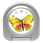 Yellow and Purple Butterfly Travel Alarm Clock