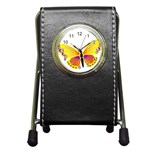 Yellow and Purple Butterfly Pen Holder Desk Clock