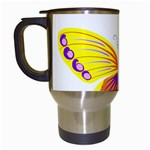 Yellow and Purple Butterfly Travel Mug (White)