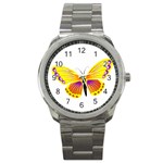 Yellow and Purple Butterfly Sport Metal Watch