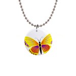 Yellow and Purple Butterfly 1  Button Necklace