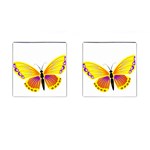 Yellow and Purple Butterfly Cufflinks (Square)