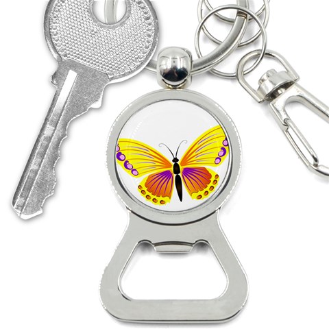 Yellow and Purple Butterfly Bottle Opener Key Chain from ArtsNow.com Front