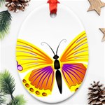 Yellow and Purple Butterfly Oval Ornament (Two Sides)