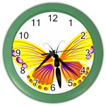 Yellow and Purple Butterfly Color Wall Clock