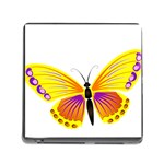 Yellow and Purple Butterfly Memory Card Reader with Storage (Square)