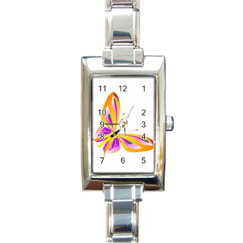 Orange and Purple Butterfly Rectangular Italian Charm Watch from ArtsNow.com Front