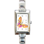 Orange and Purple Butterfly Rectangular Italian Charm Watch