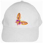 Orange and Purple Butterfly White Cap