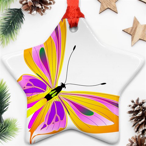 Orange and Purple Butterfly Ornament (Star) from ArtsNow.com Front