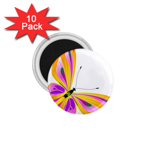 Orange and Purple Butterfly 1.75  Magnet (10 pack)  from ArtsNow.com Front